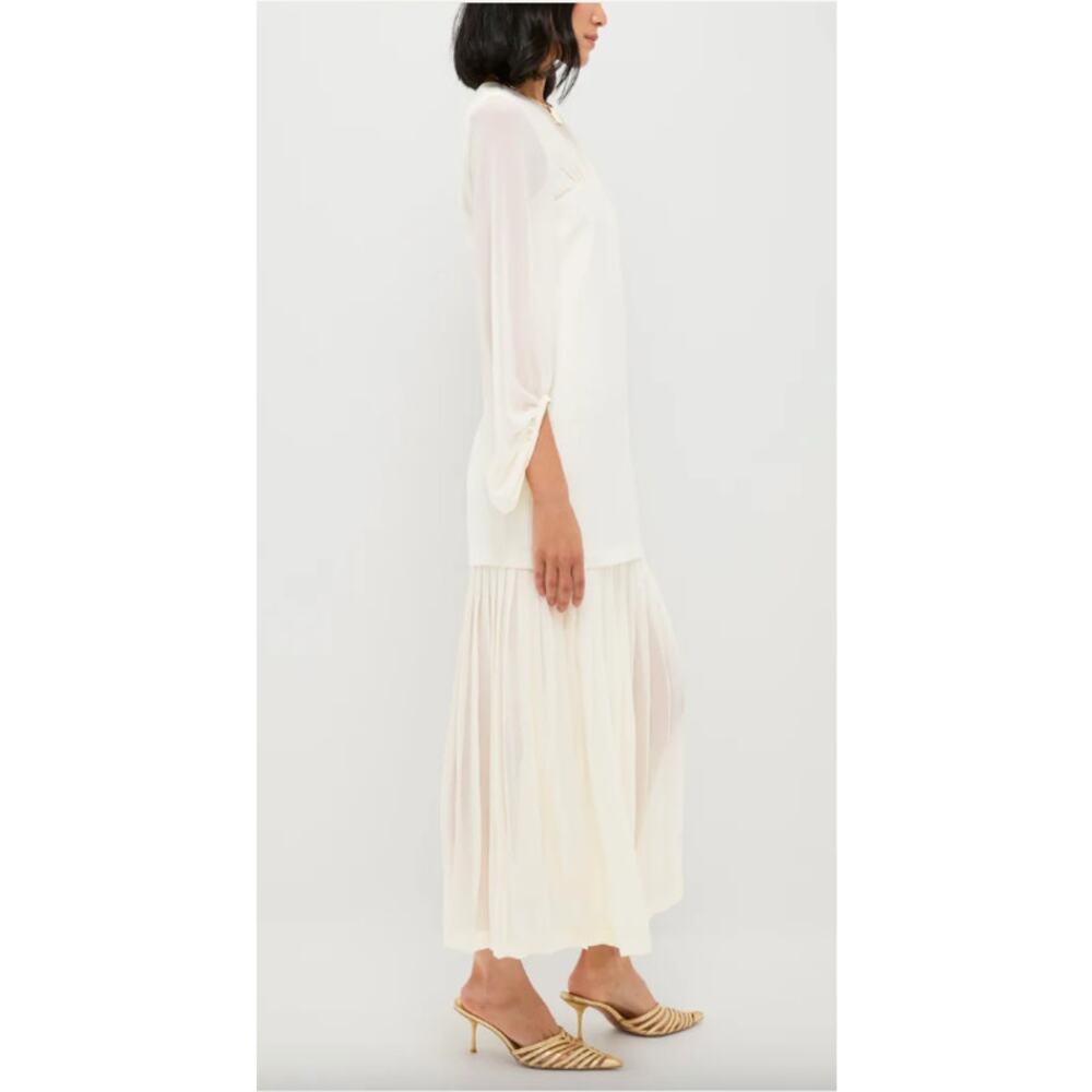 Tuckernuck Chiffon Pleated Lorraine Shift Maxi Dress Ivory Cream Size XXL New - Picture 2 of 13